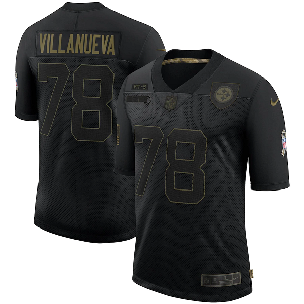 Men's Pittsburgh Steelers #78 Alejandro Villanueva Black 2020 Salute To Service Limited Stitched Jersey